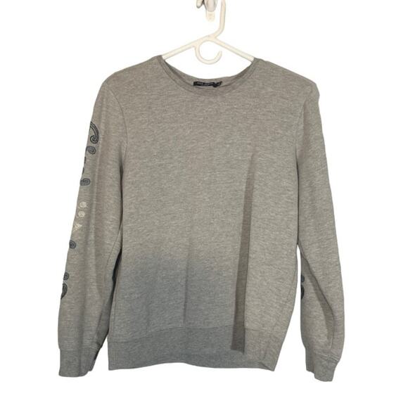 Max Jeans Gray Embroidered Long Sleeve Casual Pullover Sweatshirt Women Sz S - Picture 1 of 7